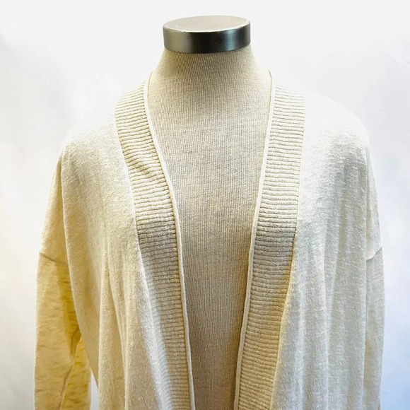 MADEWELL Women Long Sleeve Open Front Pockets Beige Cardigan Sweater Size Small - Picture 2 of 11